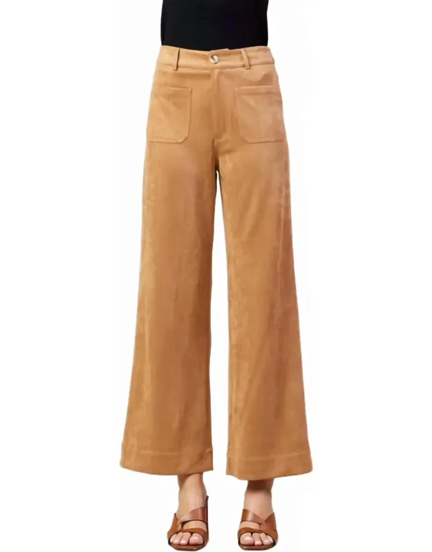 Faux Suede Wide Leg Pants