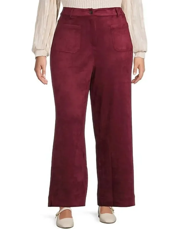 Faux Suede Wide Leg Pants