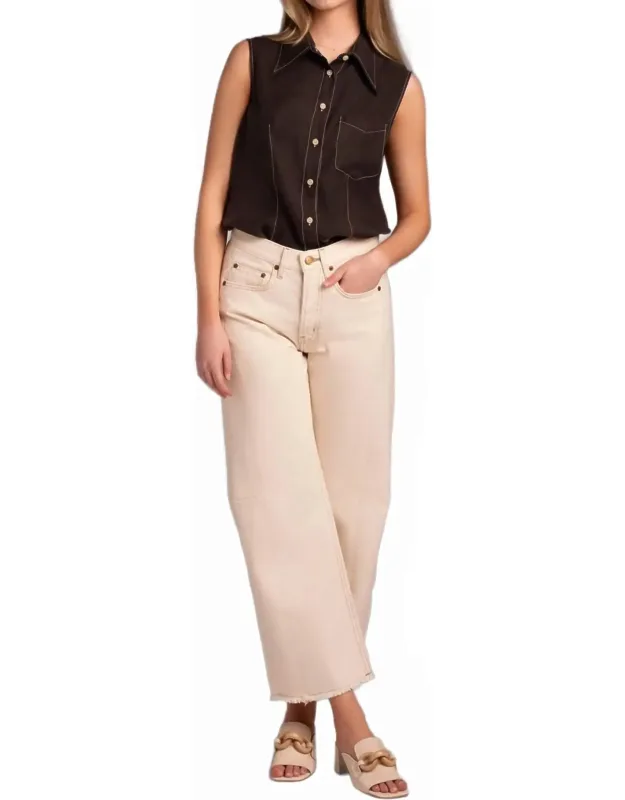 Sleeveless Button Up Top