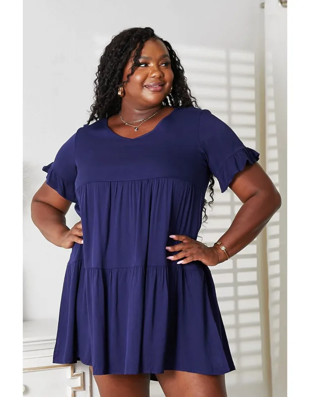 Flounce Sleeve Tiered Dress