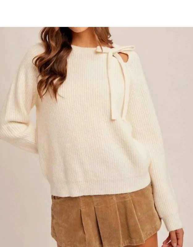 Cutout Tie Detail Neck Sweater