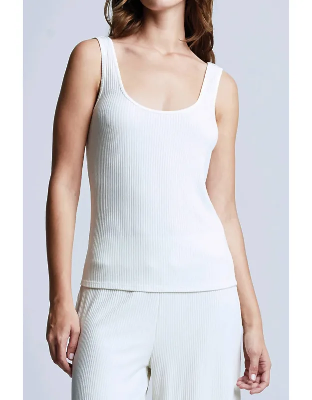 Iman U-neck Ribbed Tank Top In Ivory