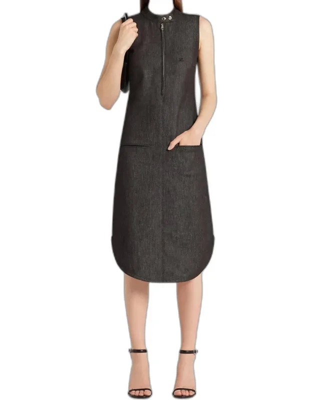 Biker Zipped Denim Dress
