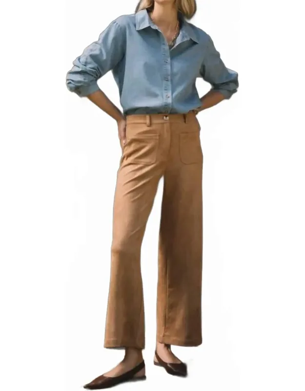 Faux Suede Wide Leg Pants