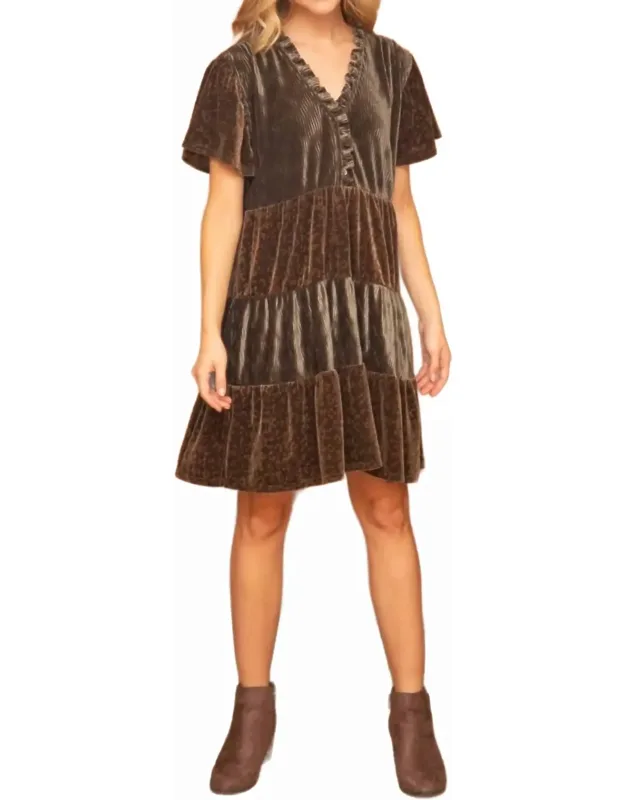 Leopard Velvet Mix Match Tiered Dress