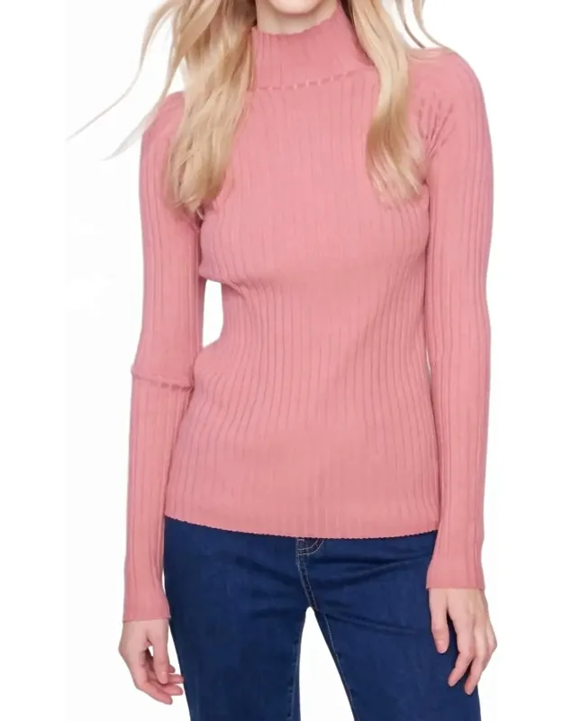 Ribbed Knit Mock Neck Sweater