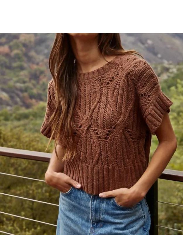 Knit Sweater Crochet Round Neck Short Sleeve Top