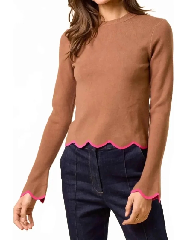 Play Date Scallop Edge Sleeve Sweater Top