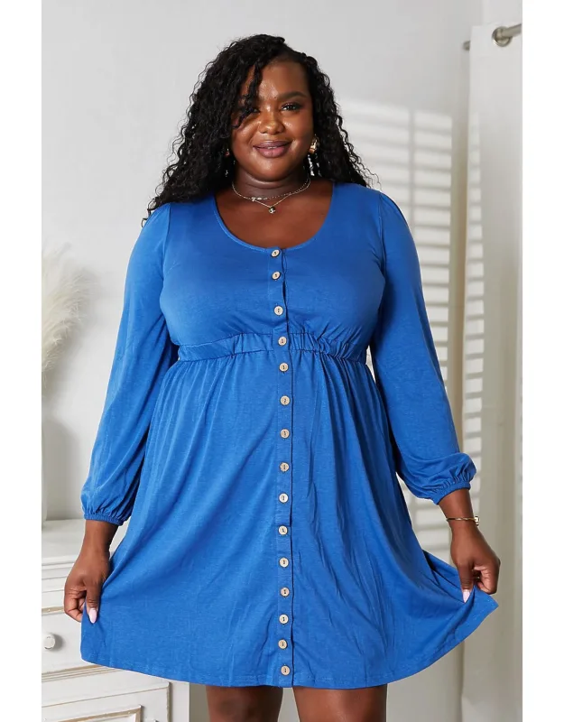 Double Take Scoop Neck Empire Waist Long Sleeve Magic Dress