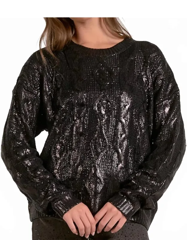 Coated Cable Knit Sweater