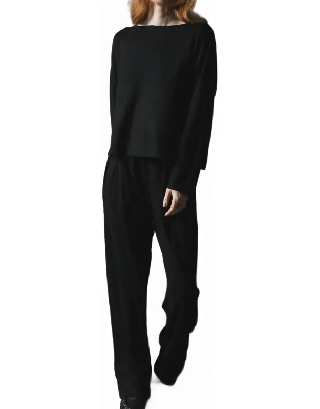 Sweater-knit Boat Neck Top