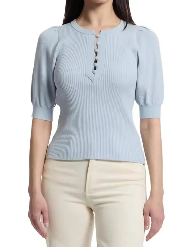 Elbow Sleeve Henley Sweater