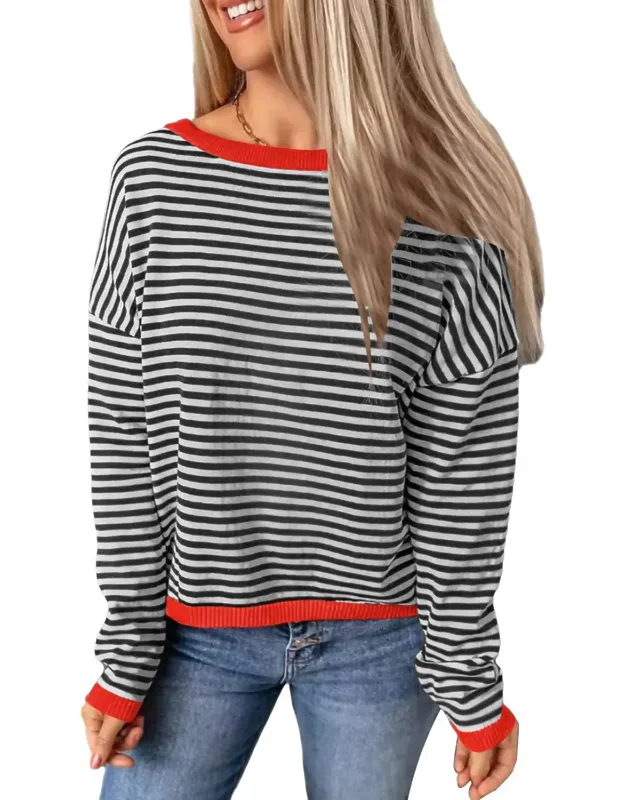 Striped Drop Shoulder Sweater