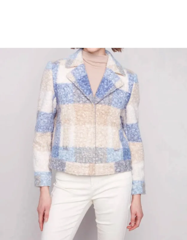 Plaid Bouclé Knit Short Coat