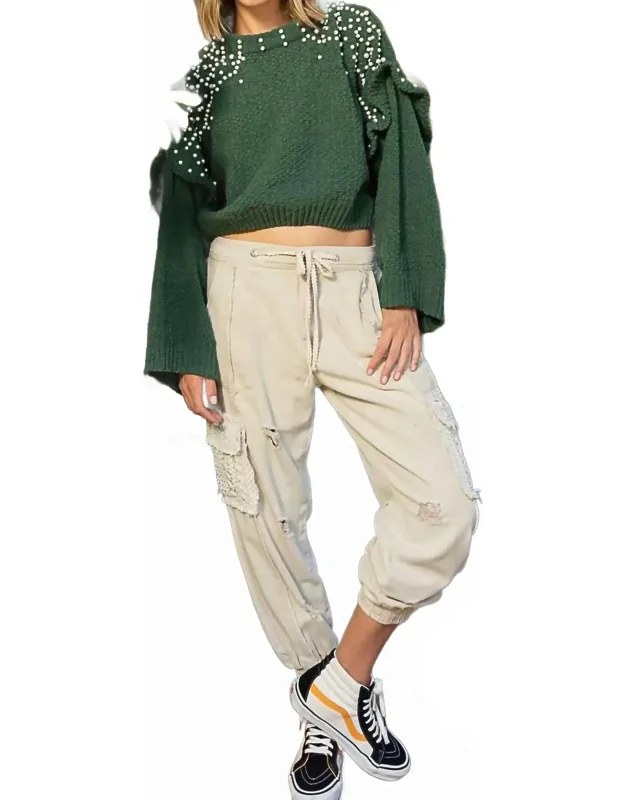 Tie Waistband Cargo Jogger Pants