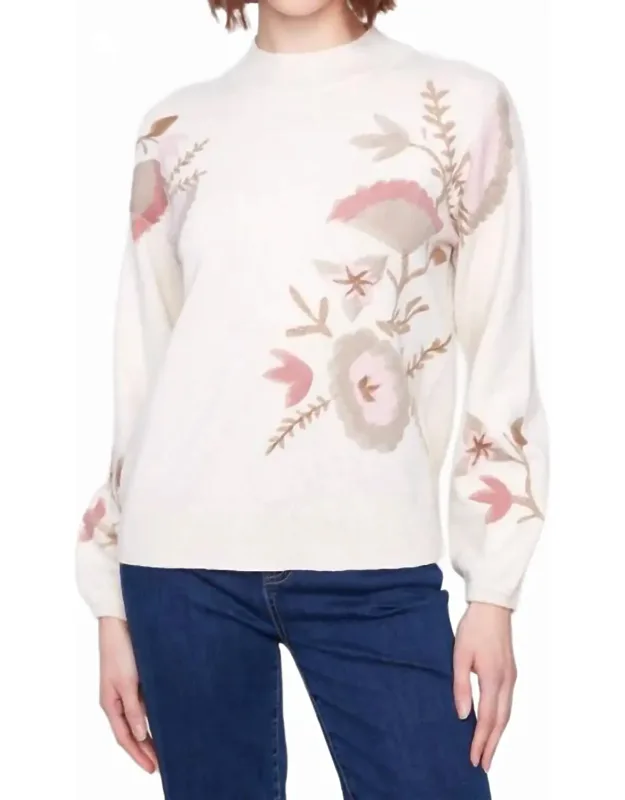 Mock Neck Sweater With Placed Print