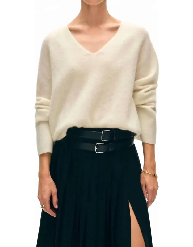 Brushed Cashmere V-neck Top