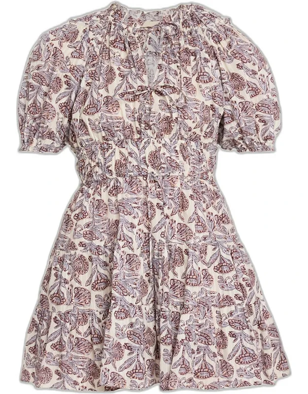 Soffia Printed Puff-sleeve Mini Dress