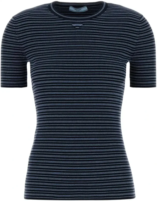 Embroidered Stretch Cotton Blend T-shirt