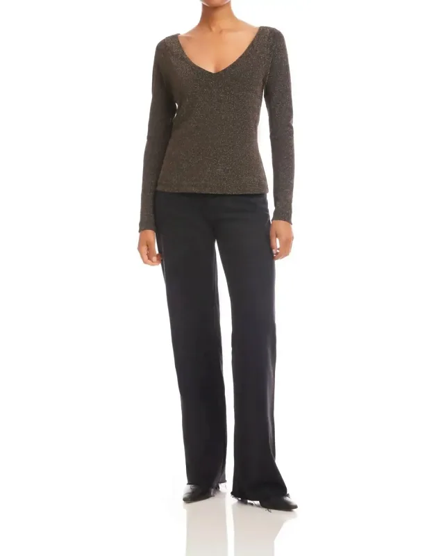 Metallic V-neck Top