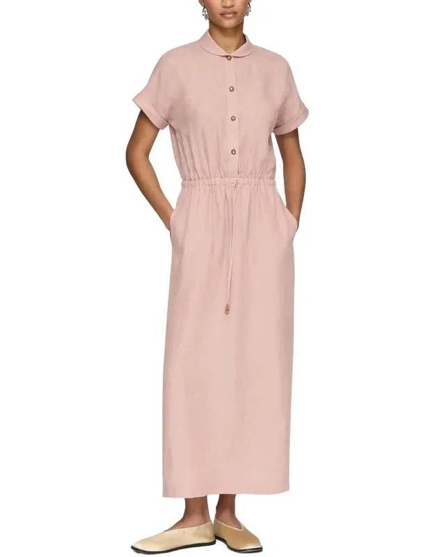 Claudine Collar Drawstring Dress