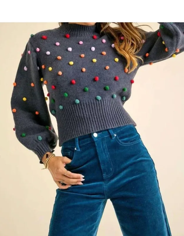 Rainbow Pom Pom Sweater