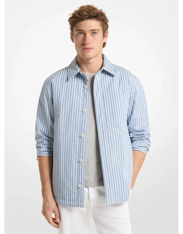 Striped Cotton Poplin Shirt Jacket