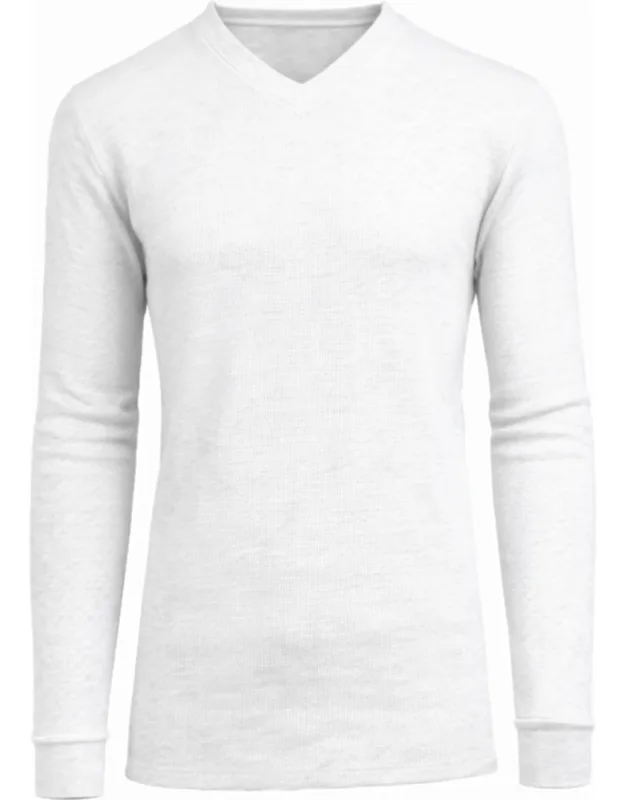 Long Sleeve Waffle-knit V-neck Thermal Shirt