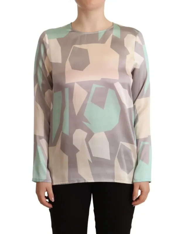 Silk Long Sleeve Round Neck Top
