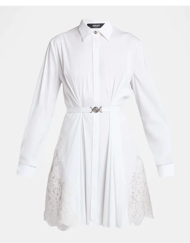 Belted Long-sleeve Mini Shirtdress