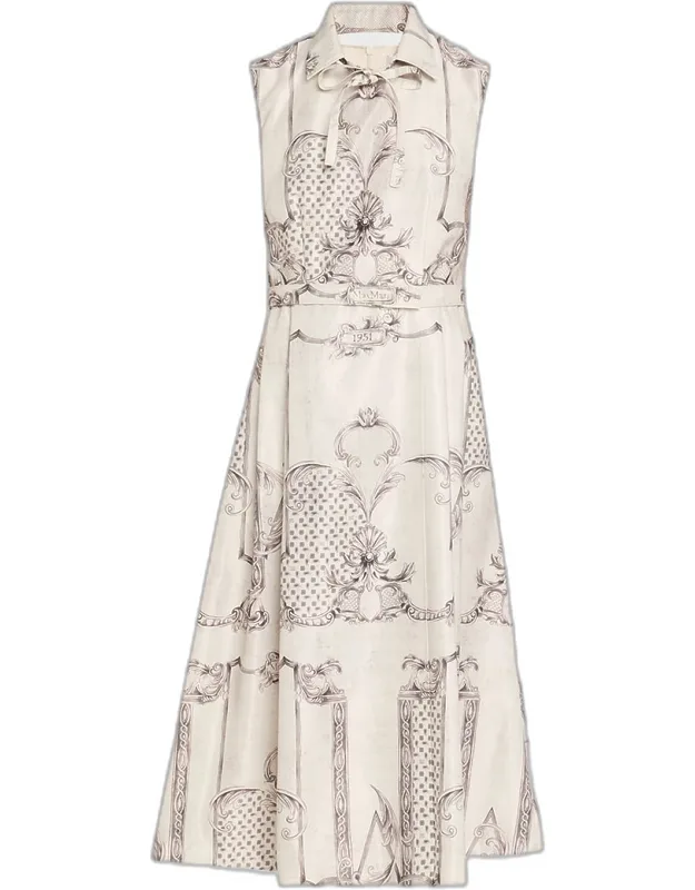 Sleeveless Paisley-print Midi Dress