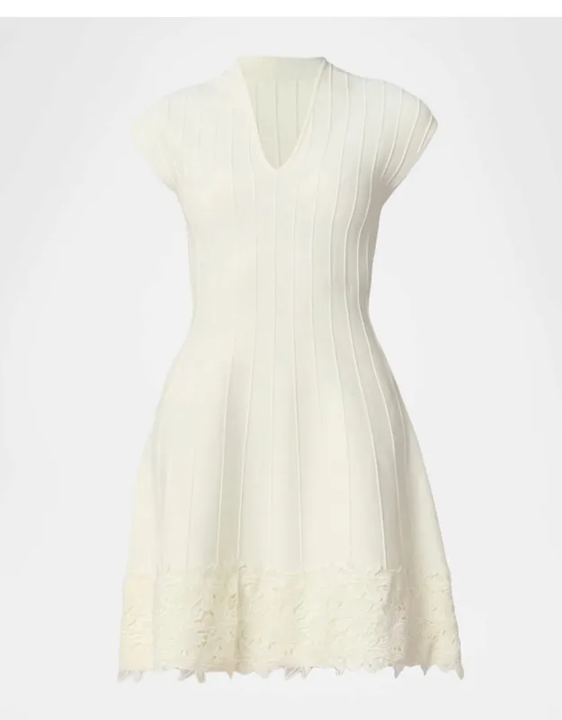 Azalea Seamed Lace-trim Mini Dress