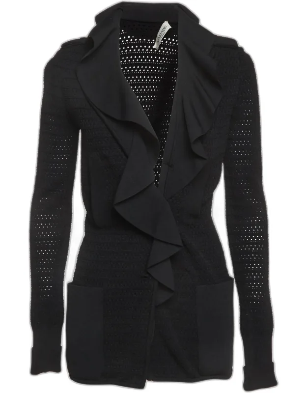 Knit Ruffled Collar Short Coat