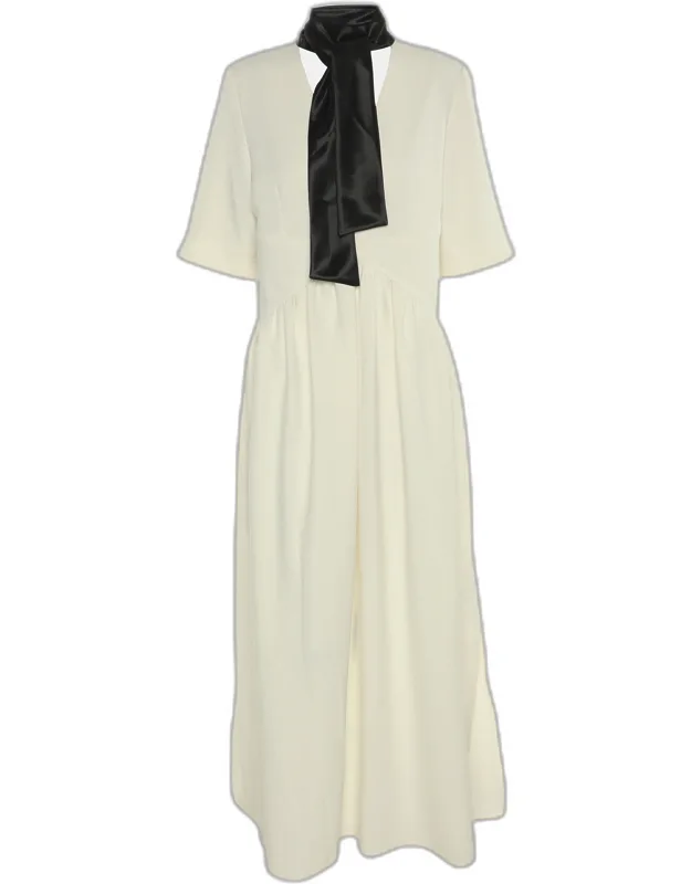 Daisy Crepe Tie Neck Maxi Dress