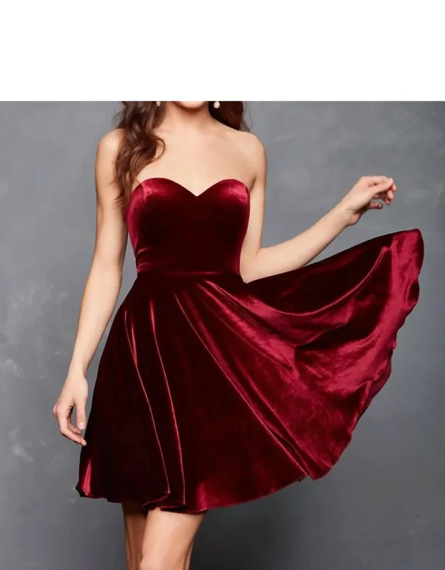Velvet Strapless Party Dress