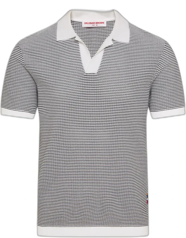 Classic Fit Open Mesh Waffle Stitch Polo Shirt