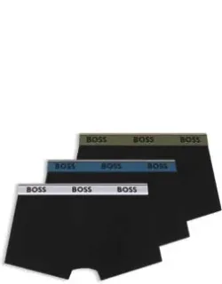 Three-pack Of Stretch-cotton Trunks With Logo Waistbands