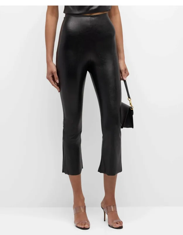 Faux Leather Cropped Flare Pants