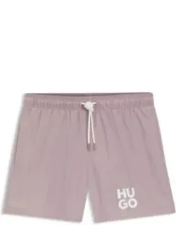 Quick-dry Swim Shorts With Printed Stacked Logo