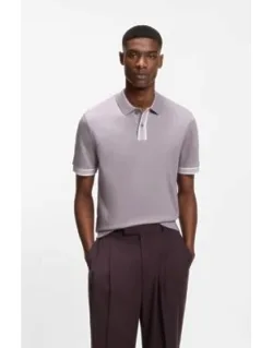 Striped-trim Polo Shirt In Mercerised Cotton