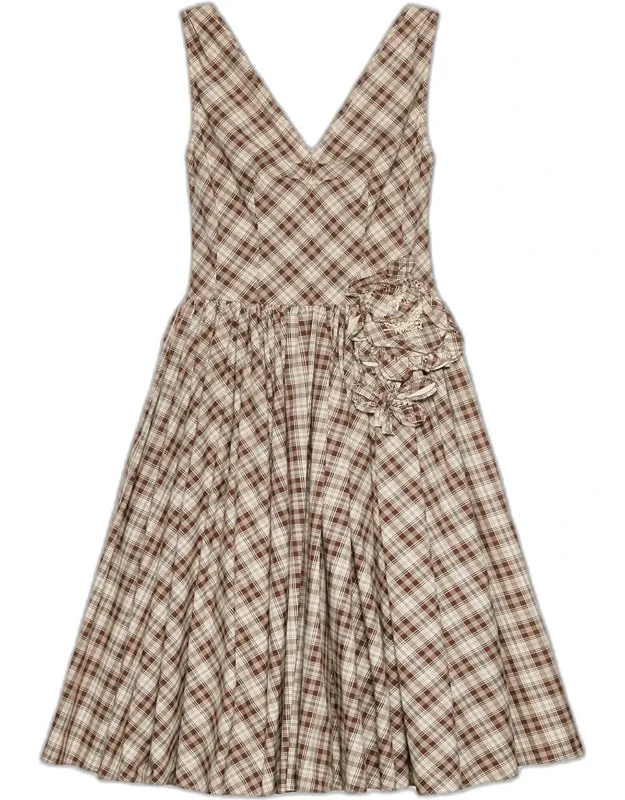 Embroidered Check Cotton Poplin Midi Dress