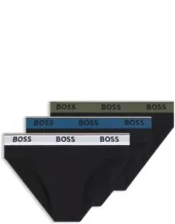 Boss Three-pack Of Logo-waistband Briefs In Stretch Cotton - Black Clothing