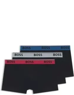 Three-pack Of Stretch-cotton Trunks With Logo Waistbands