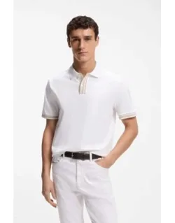 Striped-trim Polo Shirt In Mercerised Cotton
