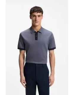 Striped-trim Polo Shirt In Mercerised Cotton