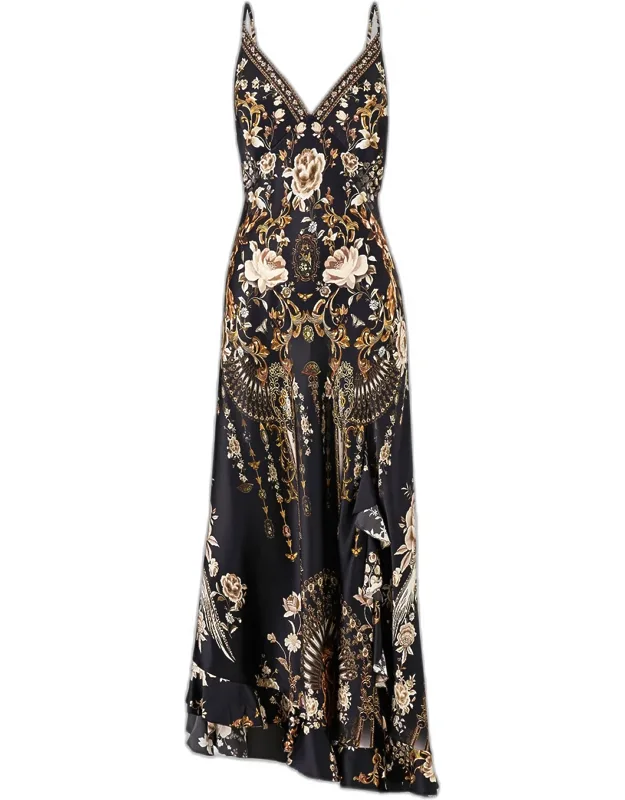 Flamenco Folklore Bias Slip Dress With Frill Hem