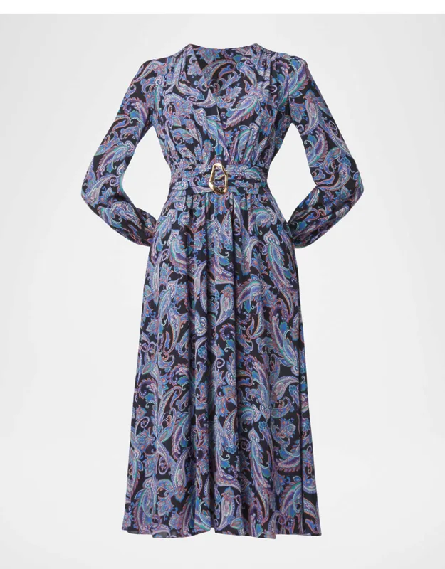 Paisley-print Viscose Midi Dress