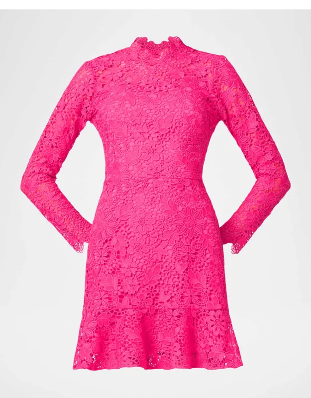 Floral Lace Flounce-hem Mini Dress