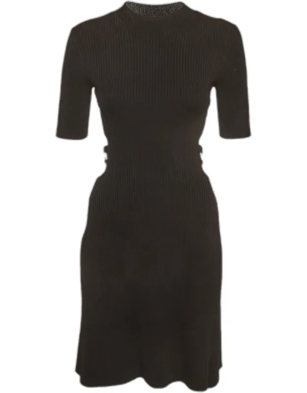 Rib Knit Waist Cut-out Mini Dress