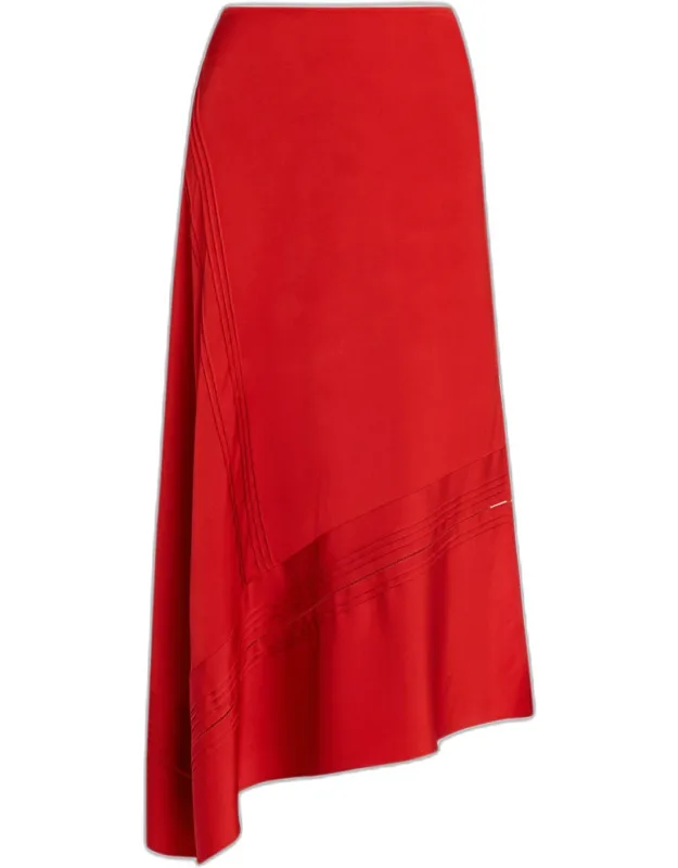 Pintuck Satin Slip Skirt